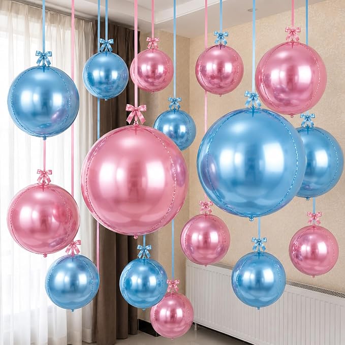 Pink Blue Round Foil Balloons by Togvu