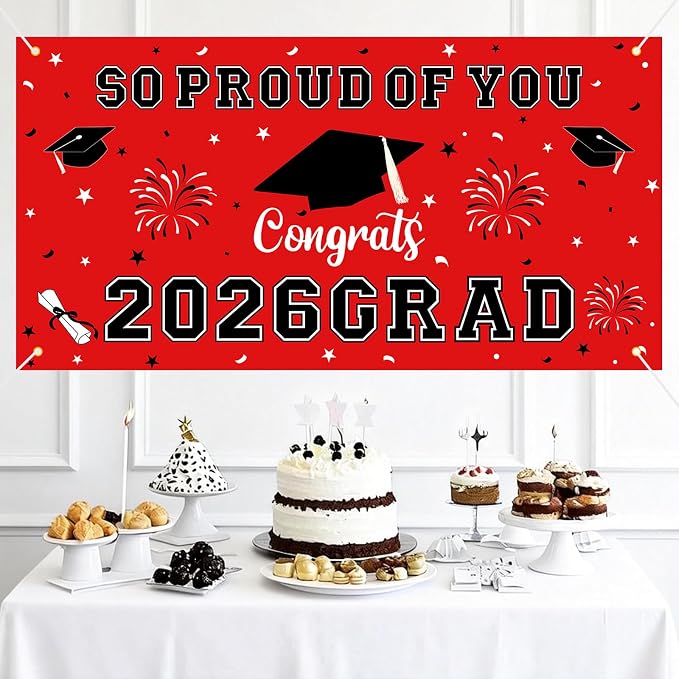 Graduation Decorations 2026 Red Graduation Banner 66.1" x 33.8" Graduation - Image 6