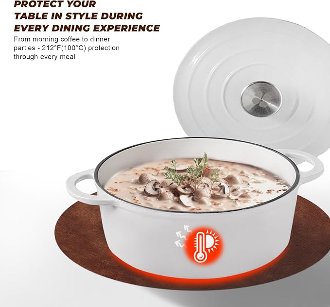 UnivoColors Placemats Round Faux Leather Placemats Set of 8-Waterproof-Wipe - Image 4