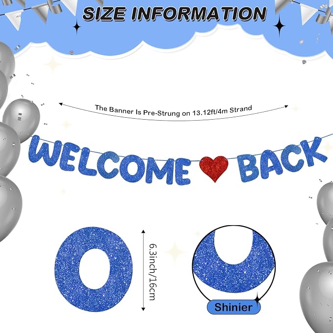 Fulmoon Pre Strung Welcome Back Glitter Banner First Day of School Party - Image 2