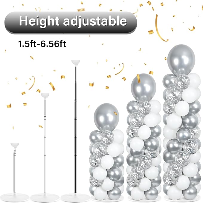 2 Sets Silver and White Balloon Column Stand Kit - Image 4