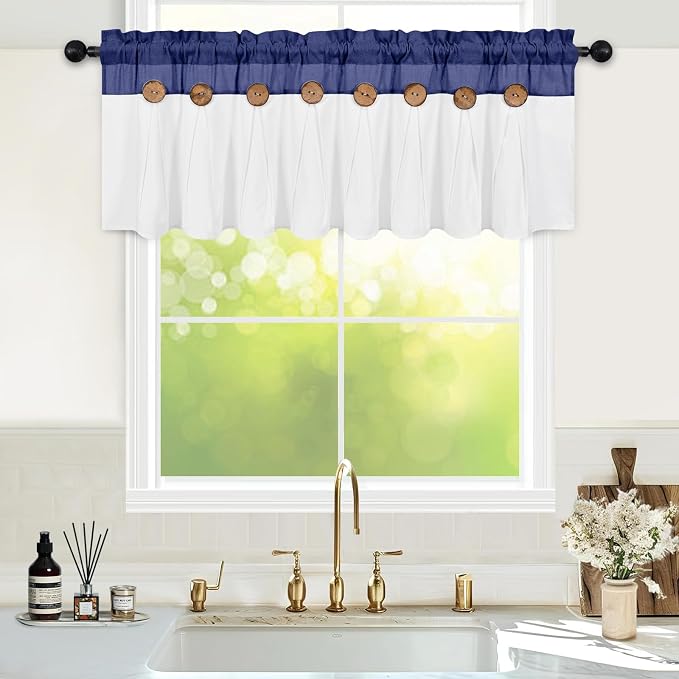 Farmhouse Valance Curtains, Boho Cotton Linen Kitchen Valances, Country Rod - Image 3