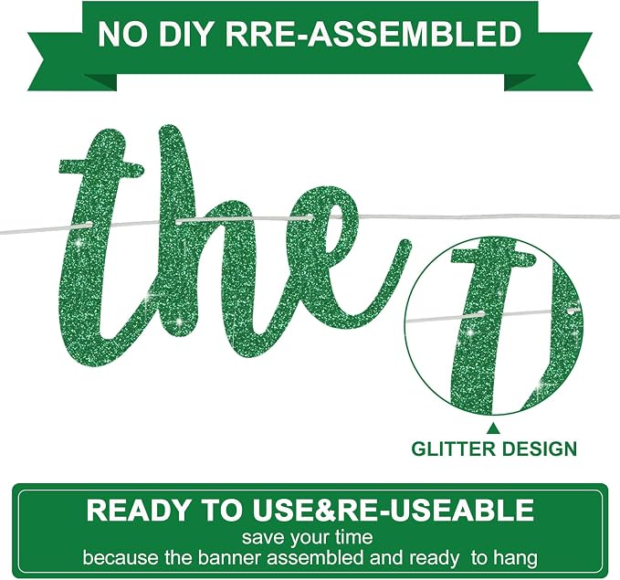 BEISHIDA Green Pre-Strung Glitter The Beginning of A New Chapter Banner | - Image 2