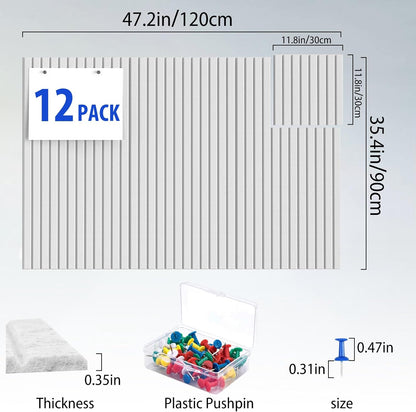 Cork Boards for Walls 48" x 36" Felt Board Alternative, 12 Pack Felt Wall Tiles Bulletin Board, Large Cork Board for Office Pin Board Tack Board Cork Boards