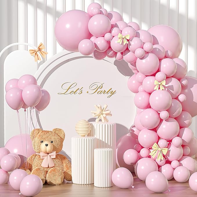 Pastel Pink Balloons Different Sizes 135pcs 18 12 10 5 Inch Light Pink Balloon by YISHEBAPA