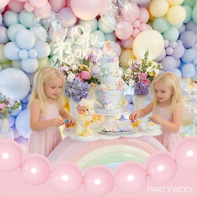 PartyWoo Pastel Linking Balloons 100pcs 6 Inch Rainbow Link Balloons | - Image 8