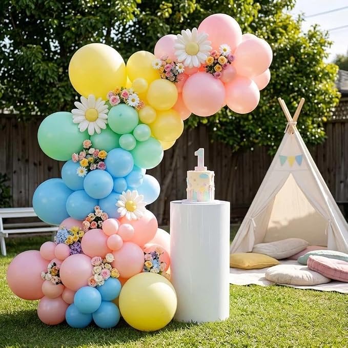 Pastel Balloon Arch Double Stuffed Pink Yellow Blue Green Balloons Different - Image 8
