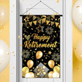 Black Gold Retirement Door Sign Decorations Happy Retirement Door Banner Small by Wayyogh