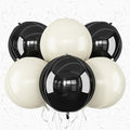 6Pcs Black Sand White Round Foil Balloons, Giant 4D Round Ball Balloon by Adorely