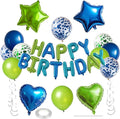 27 Pcs Green Blue Birthday Decorations, 3D Letters Green Blue Happy Birthday by WEIKA