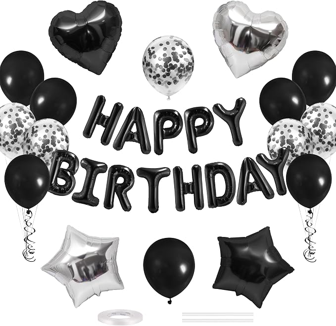 CANREVEL Happy Birthday Banner Decorations + 30pcs Star Balloons, by CANREVEL