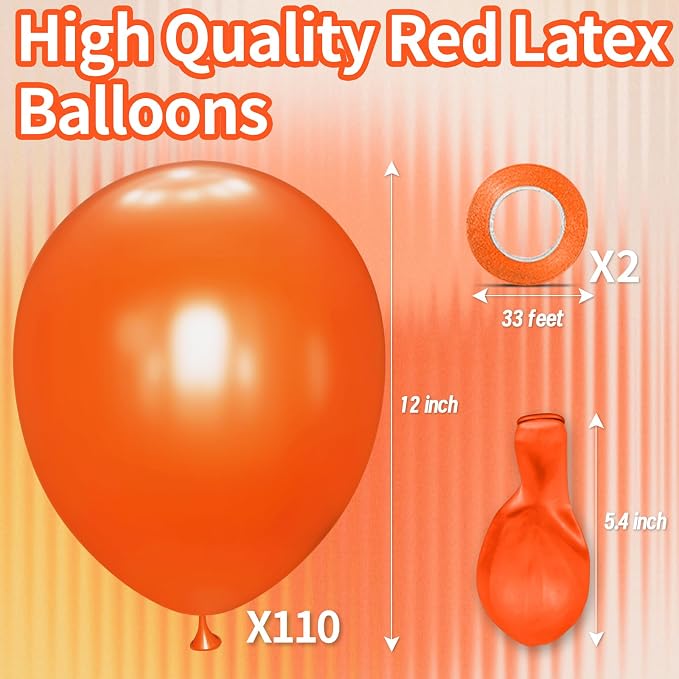 Orange Balloon 110pcs, 12 Inch Thickened Latex Party Balloons Helium Bright - Image 6