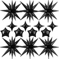 14pcs Black Star Balloons, Mixed Star Foil Balloon, 22Inch Explosion Stars by vibzox
