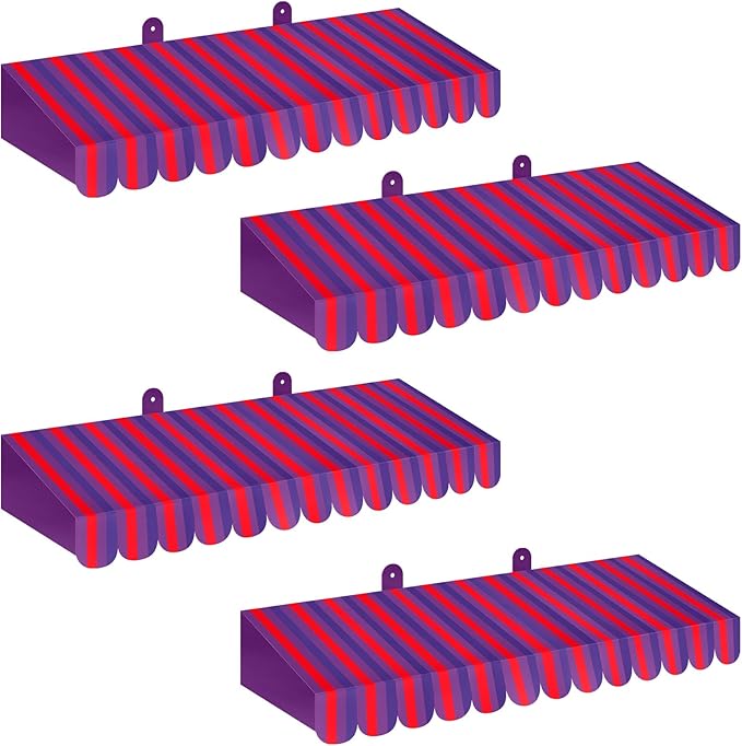 Boao 4 Pack Circus Awning Decoration 3D Stripe Cardboard Awning Carnival Wall by Boao