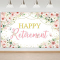 Mocsicka Happy Retirement Backdrop Pink Floral Retirement Banner by Mocsicka