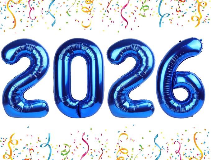 2026 Balloon Numbers Party Decorations, 40In Dark Blue Balloons | Eye-catching by Mluchee
