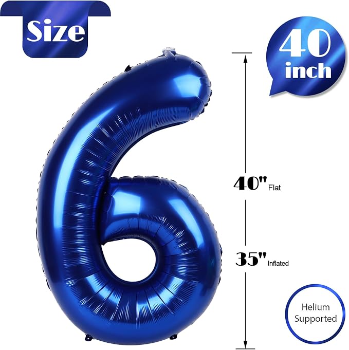 Night Blue Number 6 Balloon 40 Inch - Image 5