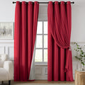 100% Blackout Curtains for Bedroom, Double Layer Red Curtains, Room Darkening by Swandream