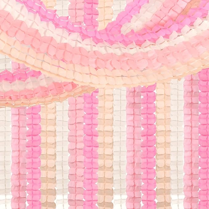 Pink-White Peach Party-Decorations Streamers Garland - 157Ft Four-Leaf Clover - Image 7