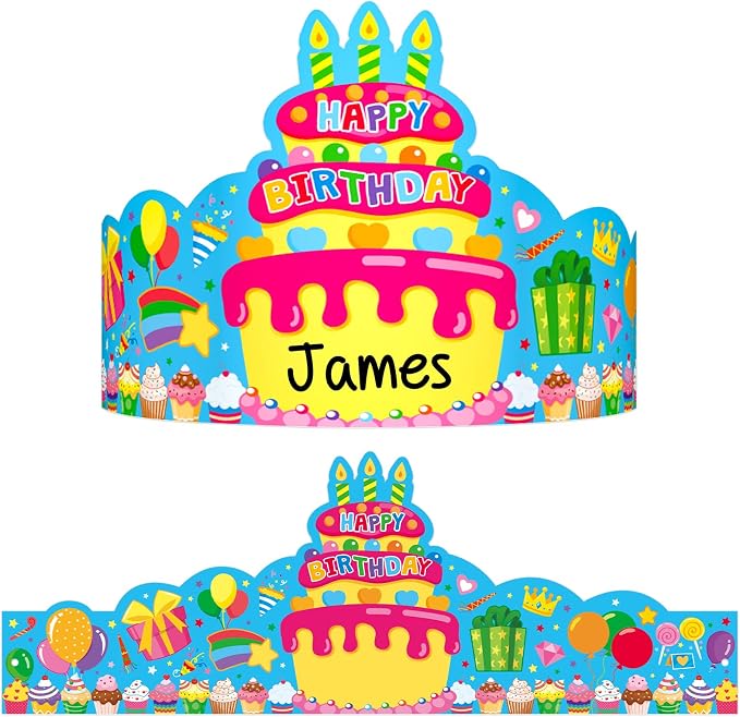 36 Pack Birthday Crowns for Kids Colorful Paper Party Hats Birthday Crown Set by TENDFINE