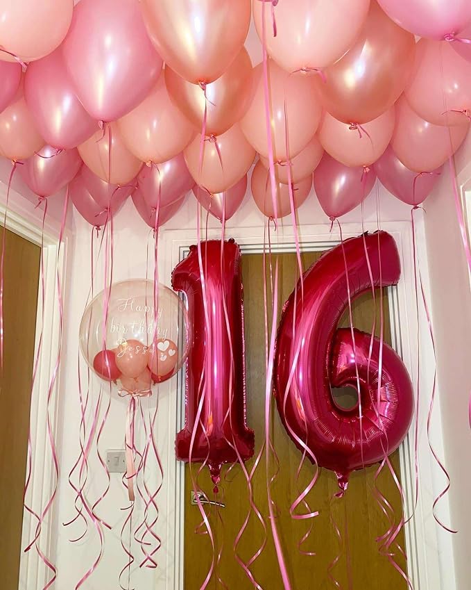 Hot Pink 17 Number Balloons, 40 Inch Giant Number 17 Balloons Foil Mylar Helium - Image 6