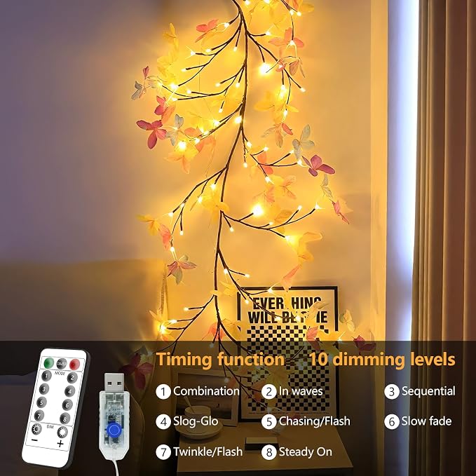 7.55FT 144LED Butterfly Enchanted Willow Vine Light - Image 3