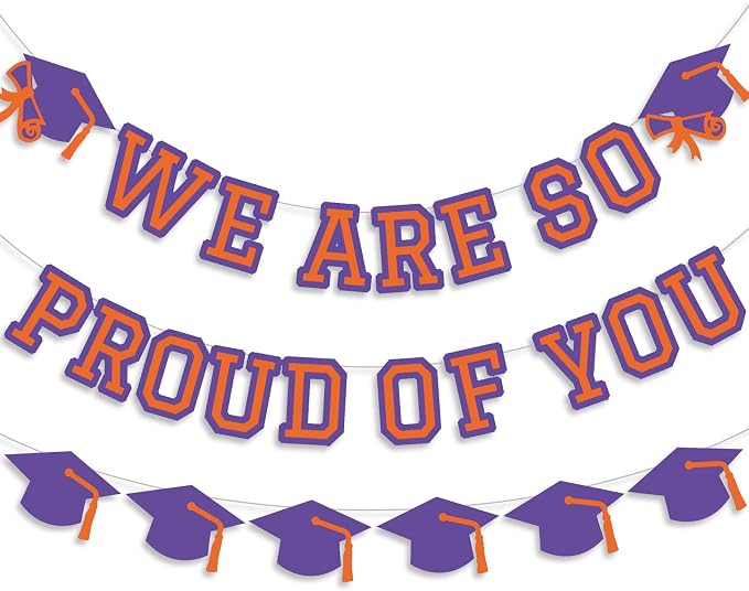 We Are So Proud Of You Banner Graduation Party Decorations Congrats Grad Cap by Unknown