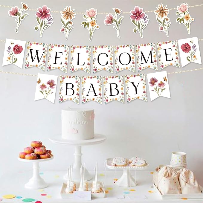 Wildflower Baby Shower Banner, Flower Birthday Party Decorations | Boho Garland - Image 4