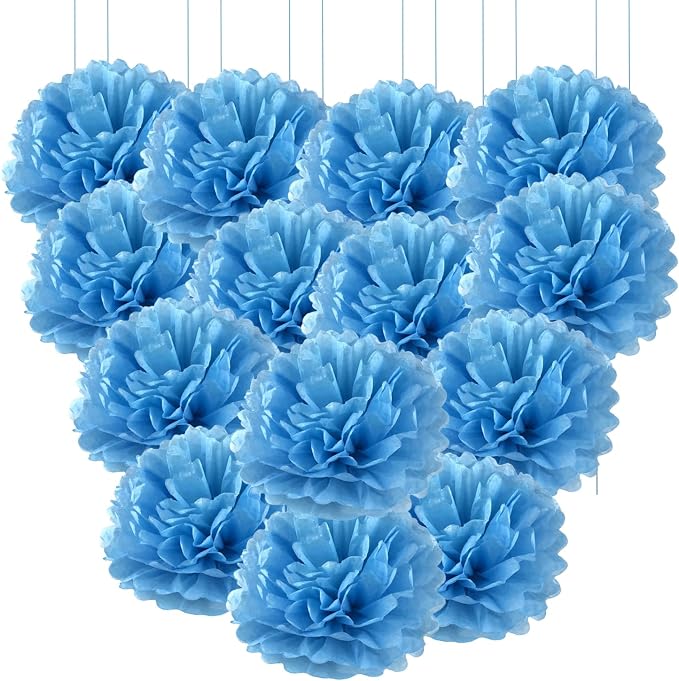 Qimoo 20pcs Blue Paper Decorative Pom Poms Flowers Ball by QIMOO
