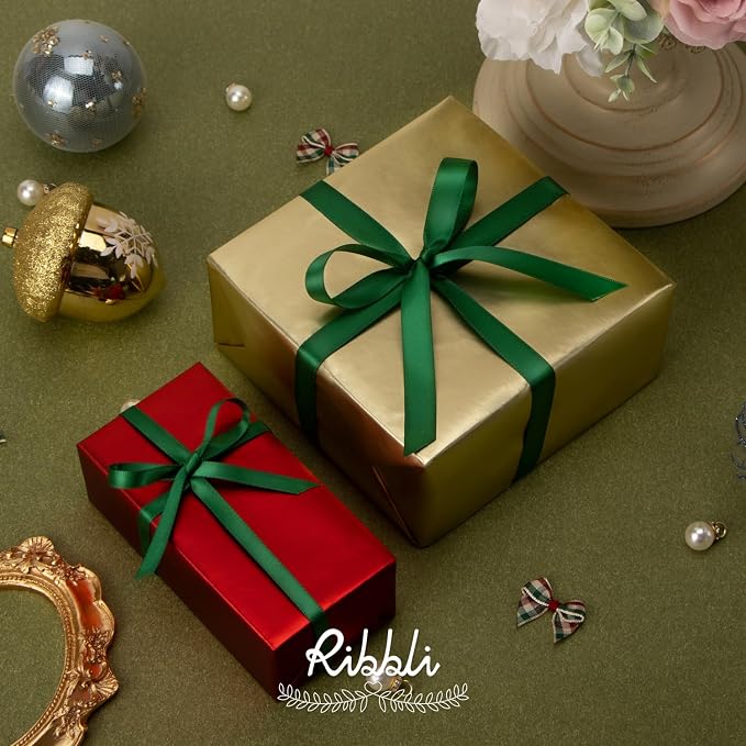 Ribbli Forest Green Satin Ribbon Double Faced Satin 1/2 inch x Continuous 50 - Image 3