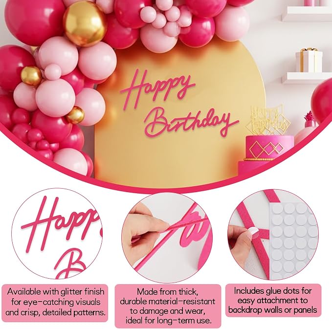 TONIFUL Happy Birthday Sign for Backdrop - Image 3