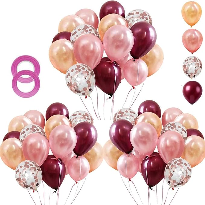 Rose Gold Balloons Burgundy Balloons Kit, 12 Inch by OuMuaMua