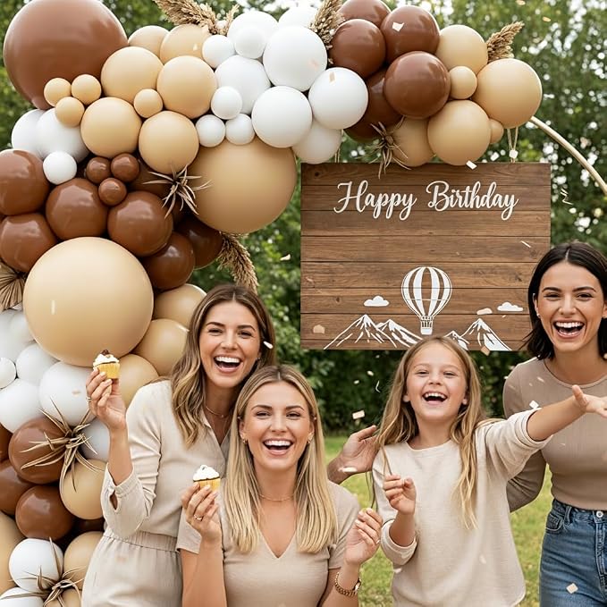 Neutral Balloon Garland Arch Kit 166Pcs, Boho Brown White Nude Balloon Arch - Image 8