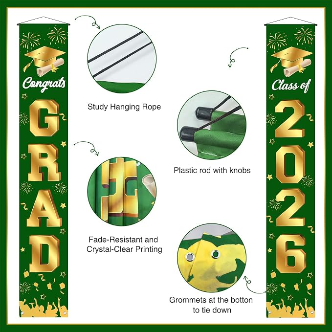 Graduation Decorations 2026 Porch Banner, Congrats Grad Class of 2026 Banner - Image 4