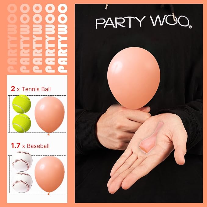 PartyWoo Peach Balloons 50pcs Pastel Light Orange Color 5 Inch | Balloons - Image 3
