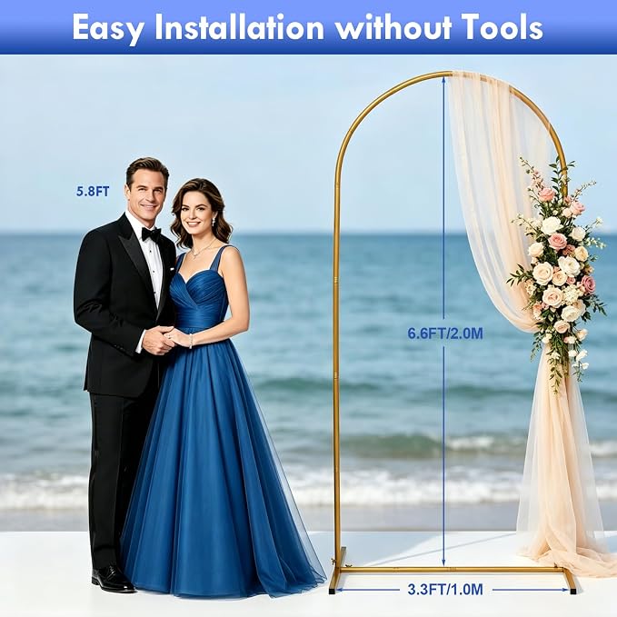 6.6FT Metal Arch Backdrop Stand, Wedding Arch Stand, Party & Birthday Decoration - Image 5