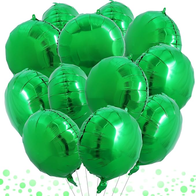 TONIFUL 30Pcs 18 Inch Round Balloons Large Green Round Shape Foil Balloons Big by TONIFUL