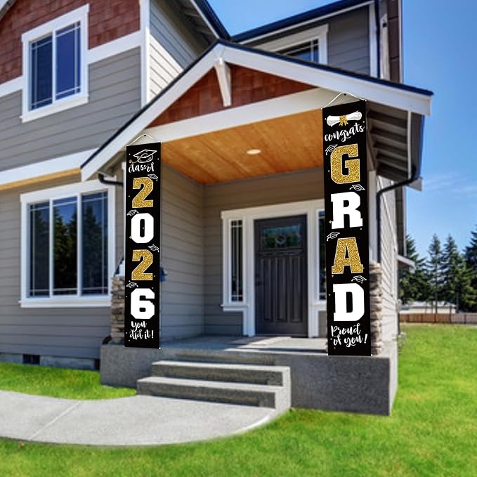 Graduation Decorations 2026 Banner Porch Sign Black Gold - Image 7