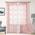 HOMEIDEAS Blush Pink Floral Sheer Curtains 96 Inches Long 2 Panels Embroidered by HOMEIDEAS