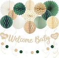 Sage Green Baby Shower Decorations Boy, Pre-Strung, Honeycomb Balls, Paper by Aonor