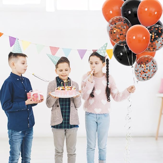 68Pcs Black and Orange Balloons, 12 inch Orange Black Latex Balloon Set - Image 6