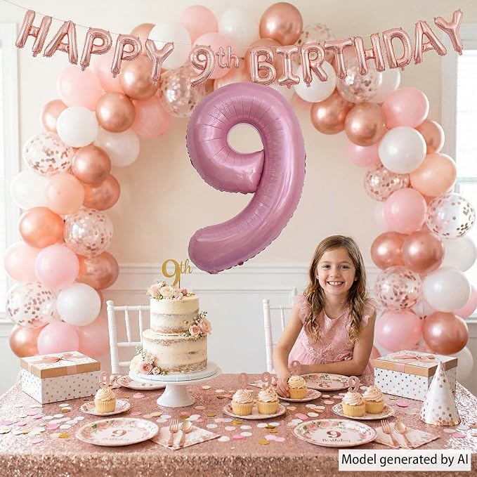 Pearlescent Pink Number 9 Balloon 40 Inch, Shiny Foil - Image 2