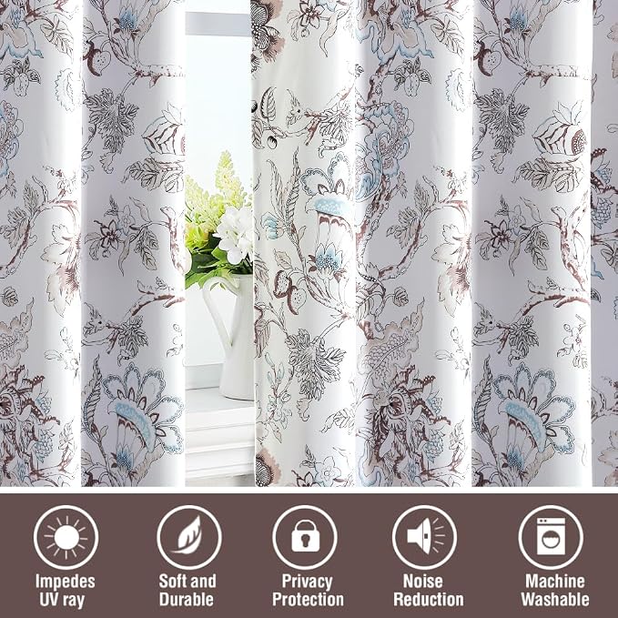 H.VERSAILTEX Blackout Curtains 84 Inch Length 2 Panels Set Floral Print Curtain - Image 7
