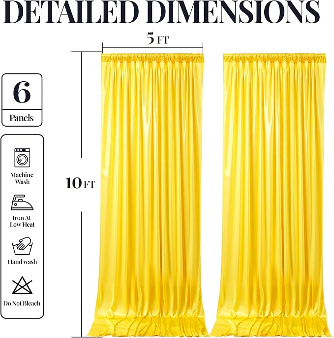 30x10ft Yellow Gold Glitter Backdrop Curtain - Image 9
