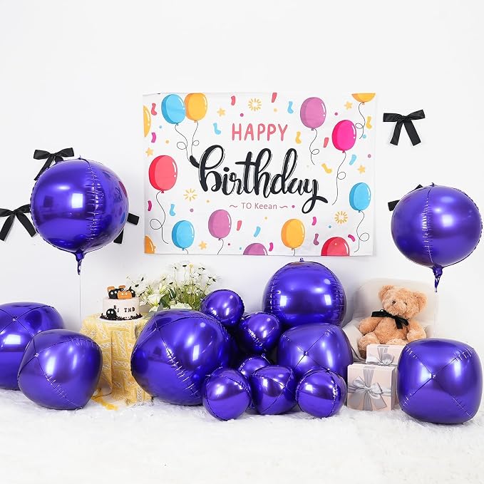 12Pcs Dark Purple Round Foil Balloons, Metallic Purple Foil Balloon - Image 3