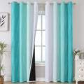 Teal and Greyish White Ombre Blackout Curtains 90 Inch Length 2 Panels Set by ESTELARTEXTILER