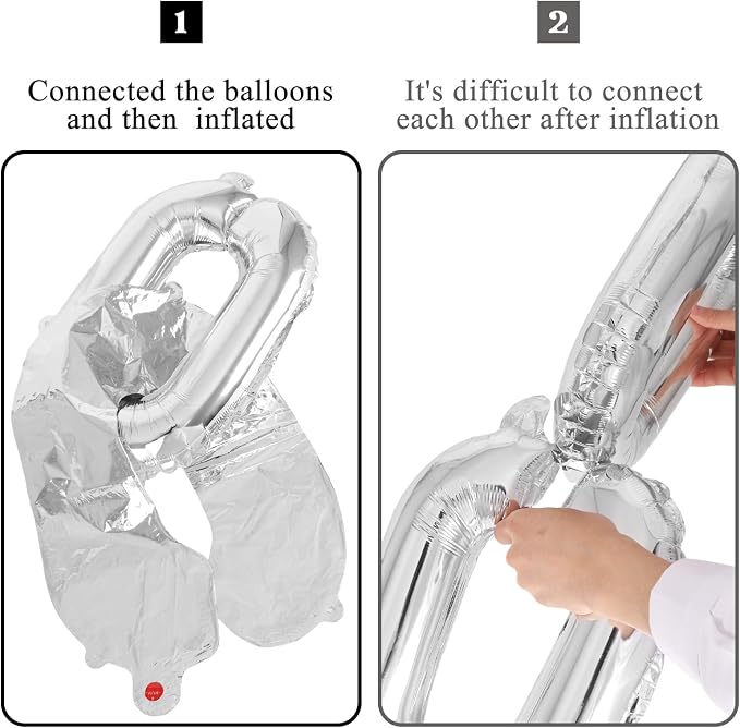 24 Pcs Silver Chain Balloons, Giant Chain Balloons Garland, 16 inch Foil Chain - Image 4