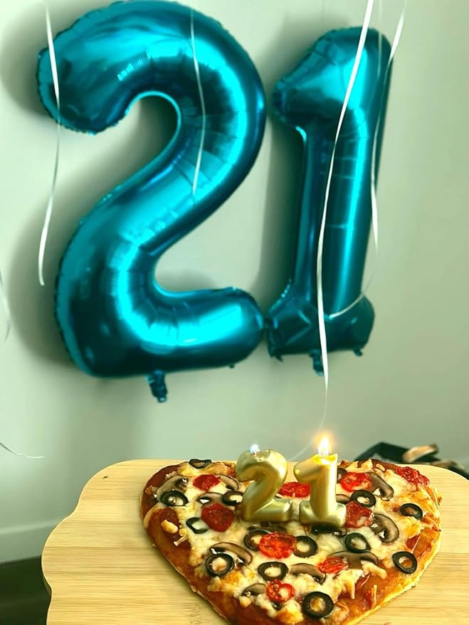 Digital Number 7 Blue Birthday Balloon 40 Inch, Foil Balloons - Image 5