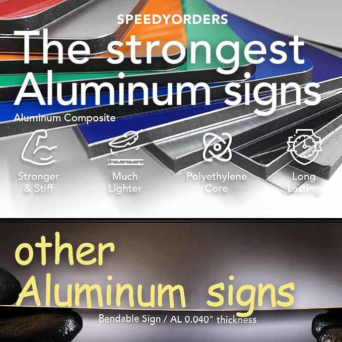 Custom Outdoor Metal Signs, Personalized Aluminum Signs, Customized Safety Signs, Metal Business Signs, Waterproof Outdoor Business Signs, White Aluminum (Silver Brushed, 24x18 In)