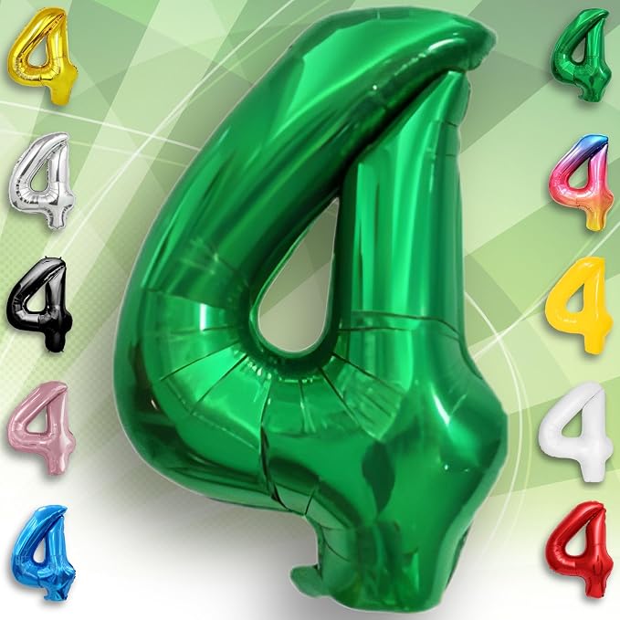 Green Number Balloon 4 Mylar Foil Balloons 32 inch - Image 6